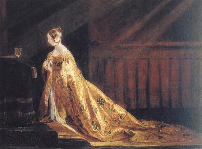 Charles Robert Leslie Queen Victoria in her Coronation Robes Norge oil painting art
